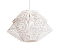 Luminaire Anoki, suspension rotin, 40 W, blanc, Ã¸ 45 x H 33 cm
