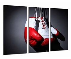 Tableau Moderne Photographique, Impression sur bois, Sport de boxe, Gant blanc et rouge, Motivation, 97 x 62 cm, ref. 26786