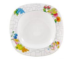 Thoune Leon Puzzle Assiette Creuse, Porcelaine, Blanc, 23Â x 23Â x 4Â cm
