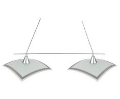 Tosel 20316 Lustre - Mélina, Barre tôle Acier, Peinture époxy, Verre thermomou, E27, 100 W, Gris