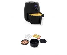 Princess Friteuse Aerofryer XXL 182025-4,5 L-Contrôle Digital, Noir + Lot daccessoires pour friteuse Aerofryer 4.5 L + 5,2L, Comprenant 10 pièces