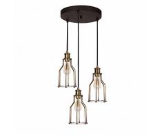 Moira Lighting by homemania Wire Lampe Ã suspension e27, 100Â W, laiton anticat/noir, Topâ¯: simple 30Â cm ÃlÃ©mentâ¯: 17Â x 25Â cm CÃ¢ble 150Â cm, 83Â UnitÃ©