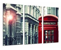 Tableau Moderne Photographique, Impression sur bois, City London, cabine téléphonique rouge, noir et blanc,, 97 x 62 cm, ref. 26906