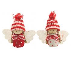 Villa dEste Home Tivoli Folk cintres Anges Lui et Vous, Bois/Tissu, Rouge/Blanc, 3Â x 7Â x 6.5Â cm