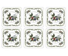 The Holly & Ivy Dessous de Verre, Multicolore, Lot de 6