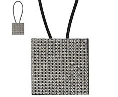 STEPHANOISE Magnet Carre Strass-Cuir, Argent, Taille 6x6 cm - Envergure 30 cm