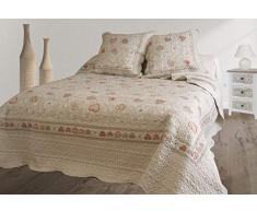 Le linge de Jules Couvre-lit boutis + 2 taies 2 Personnes - 230x250 Coeurs Rose