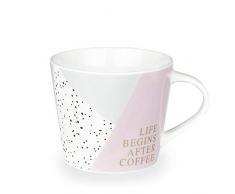Grafik-Werkstatt Tasses à café en Porcelaine de 420 ML â Life Begins After Coffee avec Or véritable, céramique, Blanc, Grande Taille