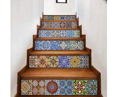 WALPLUS Wfs003-vintage Espagnol carrelage escaliers Stickers, mélangé, 100 cmx18cmx0.02 cm