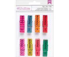 American Crafts 369792Â Whittles Pinces Ã Linge en Bois 8/pkg-Days de la Semaine