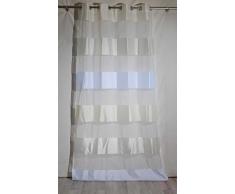 HomeMaison Voilage à Larges Rayures bayadères, Polyester, Ivoire, 260x140 cm