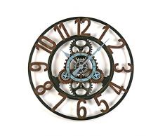 Versa - Horloge Murale décorative pour la Cuisine, Le Salon, la Salle à Manger ou la Chambre. Horloge Ronde de 60 cm de diamètre. Couleur Noir Bleu et Marron.