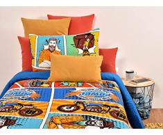 MI CASA 235 x 260 cm Bleu boutis TEBEO (135) + 2FC 50 x 70 cm, Coton, 50% Polyester