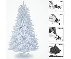 SHATCHI Sapin de NoÃ«l Artificiel avec Support en mÃ©tal Blanc Neige 3 m