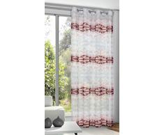HomeMaison Voilage à Impressions Géométriques, Polyester, Bordeaux, 245x135 cm