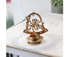 Stylla London fabriqué à la Main de Noël en métal Jingle Bell Photophore, Bois, Argent, 11.43 x 13.97 x 7.62 cm