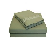 QualitÃ© supÃ©rieure Ultra Doux Poids lÃ©ger rÃ©sistant aux Rides de lit avec Broderie Peaks dans Un Coffret Cadeau, 100% Microfibre brossÃ©, Sauge, Double, Lot de 3