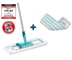 Leifheit Balai Professionnel XL Micro Duo avec Manche en Aluminium et Housse de Rechange en Plastique Turquoise