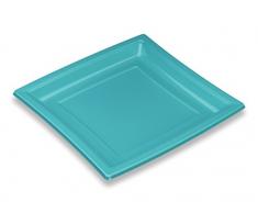 GUILLIN - QUADRIPACK ACF240TU CARTON DE 400 Assiette CarrÃ©e RÃ©utilisable, Plastique, Turquoise, 23,8 x 23,8 x 2 cm