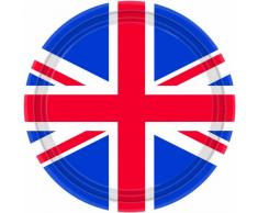amscan 8 Assiettes en Carton pour fÃªte Motif Union Jack (23 cm) PPP}