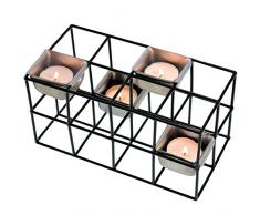 Incidence Paris 54514 PHOTOPHORE Cage RECTANGULAIRE - 4 Bougies - Black Line, Métal, Noir, 20,5 x 10,3 x 10,8 cm