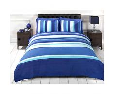 Just Contempo Parure de lit moderne avec housse de couette de style patchwork à motif coloré, Polycoton, bleu, Double