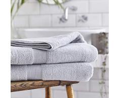 Silentnight Zero Zéro torsion, 100% coton, 550 grammes par mètre carré, Serviette de bain, Gris clair (Silver), Lot de 2