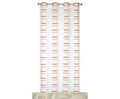 HomeMaison Voilage en Etamine avec Petit Jacquard Horizontal, Polyester, Terracotta, 240x140 cm