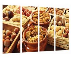 Tableau Moderne Photographique, Impression sur bois, Cuisine comestible, magasin de fruits secs, cruches et paniers, 131 x 62 cm, ref. 27072