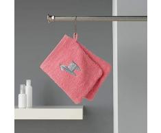 douceur dintérieur 2 gants de toilette 16x21 cm eponge brodee lamalima rose