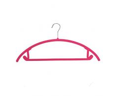 JVL en Velours Fin Touch économie despace antidérapant cintres Lot de 20, recyclé ABS Plastiques, Nylon, Crochet Chromé, Rose, 46 x 0.5 x 25.5 cm