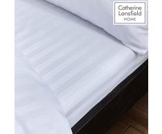 Catherine Lansfield So Soft Stripe Drap-Housse pour lit Simple Blanc