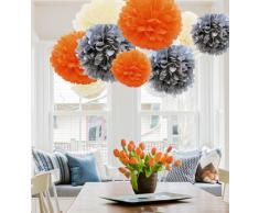 A Liittle Tree Guirlande de Pompons en Papier de Soie Ã Suspendre avec Un Petit Arbre - 9/12 piÃ¨ces - 20,3 cm + 25,4 cm