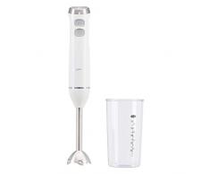 AmazonBasics Mélangeur à Main multivitesse, 600 W avec bécher 600 W â avec gobelet, Fouet et et mousseur. 600W - with Beaker, Whisk and Musher Blanc