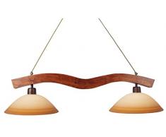 Tosel 20135 Lustre - Poutres Carré, Bois hêtre, verrerie centrifugée, Opale Marron, E27, 100 W, Blanc Foncé