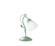TRIO, Lampe de table, Traditio 1xE14, max.40,0 W Verre, Blanc, Corps: metal, gris ancien L:16,0cm, H:32,0cm, P:27,0cm IP20,Interrupteur de cordon