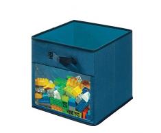 iDesign 07826EU Panier, Caisse Moyenne en mÃ©lange Coton et Polyester pour Le Placard et la Chambre, boÃ®te de Rangement Pliable avec 2 poignÃ©es et fenÃªtre, Bleu, x 33, 0 cm