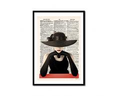 CUADRIMAN Design Tableau Jean pachett, Bois, Noir et Rouge, 62Â x 42Â cm