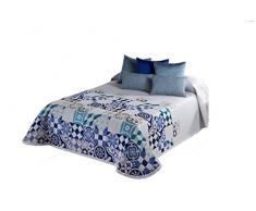 Textilia Encart Bryan Couvre-lit Boutis, Tissu, Bleu, 270Â x 250Â x 3Â cm