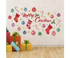 Wallflexi Stickers muraux DÃ©corations de NoÃ«l Merry Christmas Set de dÃ©coration Stickers muraux Salon Enfants Chambre denfant Ã©cole Restaurant CafÃ© HÃ´tel Home Office DÃ©cor, Multicolore