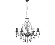 Premier Housewares 2501605 Lustre Carrington avec 6 Bras Cadre en Fer Chromé/Cristal 59 x 59 x 10 cm