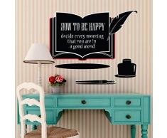 Walplus 180x61 cm Autocollant Mural Ardoise Livre Amovible Autocollant Art Mural Décalques Vinyle Maison Décoration DIY Vivant Chambre Bureau Décoration Papier Peint Chambre DEnfants Cadeau, Noir