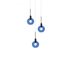 SP Light and Design Diva Suspension triple Structure Or, Verre Bleu Lampe à suspension 4 W