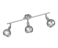 Reality Leuchten Brest Plafonnier en métal et verre 5 ampoules E14 3 spots chrom