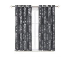 Deconovo Rideaux Occultants à Oeillet Argente Motif Cercle Chambre Panneaux Isolation Thermique Fenêtres Salon pour Cuisine 2 Pcs, Gris Clair, 117x138cm