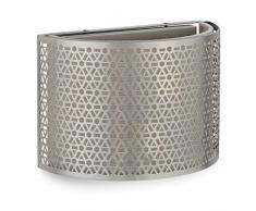 Relaxdays 10028062_93 Lampe demi-ronde,ampoule, Lampadaire mural, deux cÃ´tÃ©s, E14, en fer, lin,HxlxP 17x 25x 2,5 cm, argentÃ©, 17 x 25 x 12, 5 cm