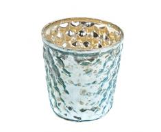 Insideretail Bougeoirs à Bulles avec Effet Vieilli, Aluminium, Verre, Bleu Clair, 7 cm, Set DE 48