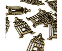 Beads Unlimited Breloque cage à oiseaux Doré 30 x 21 mm