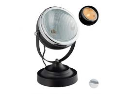 Relaxdays 10028377_46 lampe de table dans un look projecteur,vintage retro salon et loft, H x D: 26 x 19 cm, noire, métal, verre, 1