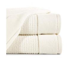 Eurofirany Lot de 6 Serviettes de Toilette en Coton avec Coutures mÃ©talliques CrÃ¨me 50 x 90 cm